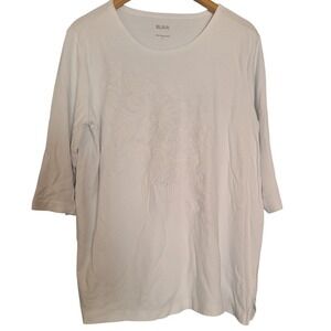 Blair Sweatshirt Women's White Embroidered Cotton Top longsleeve Shirt